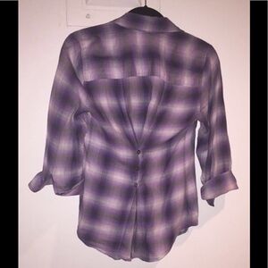 Elizabeth and James Purple Plaid Button Down Shirt